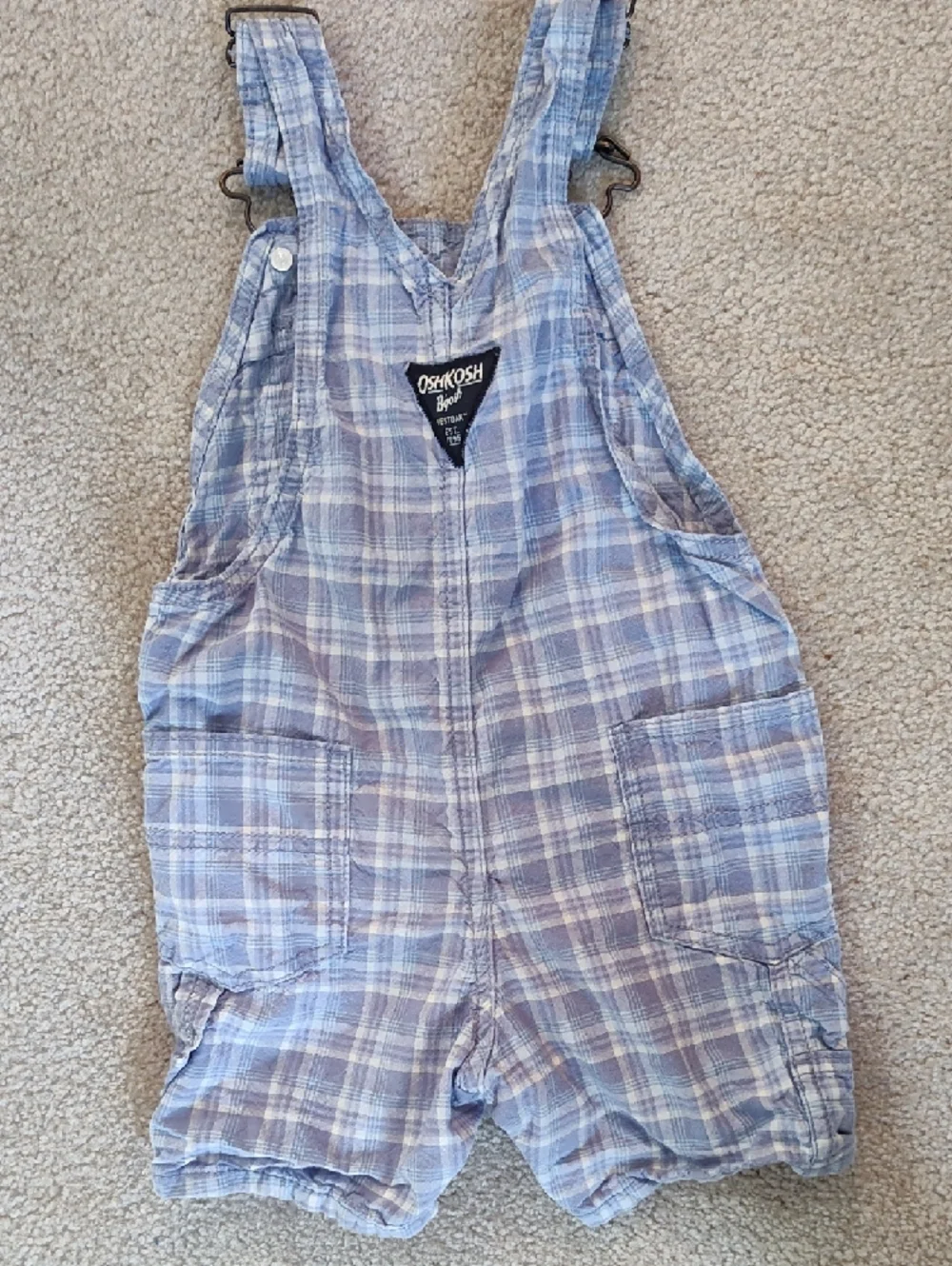 OshKosh B'gosh Blue Plaid Shortall Overalls